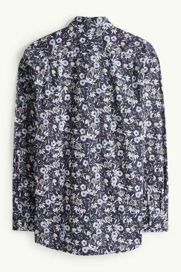 Hommes - Chemise de bureau - regular fit - col button-down - à motif - bleu foncé