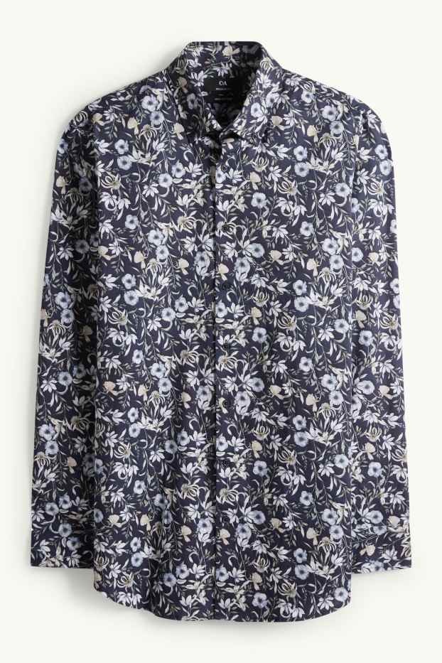 Hommes - Chemise de bureau - regular fit - col button-down - à motif - bleu foncé