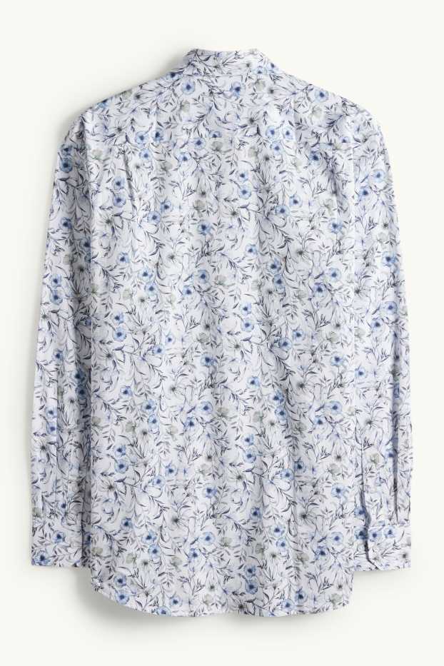 Hommes - Chemise de bureau - regular fit - col button-down - à motif - bleu foncé / blanc