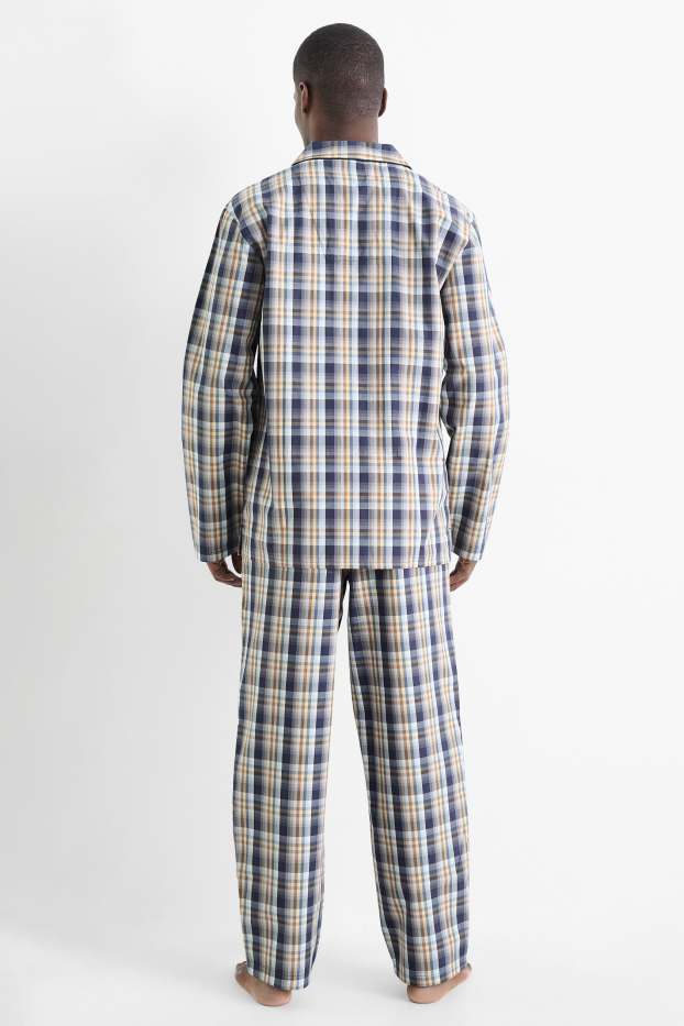 Hommes - Pyjama - à carreaux - bleu