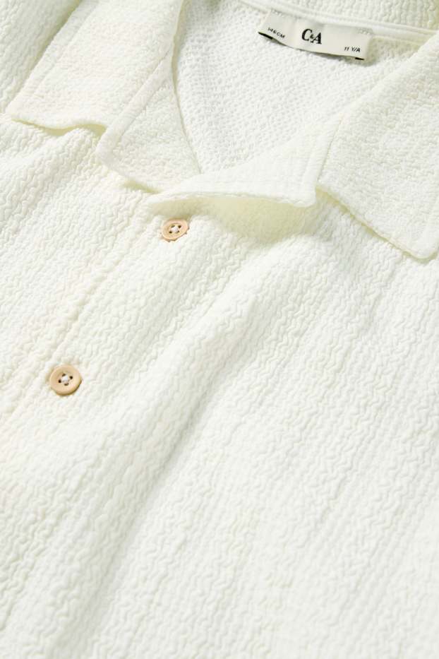 Kinder Jungen - Hemd - strukturiert - weiss