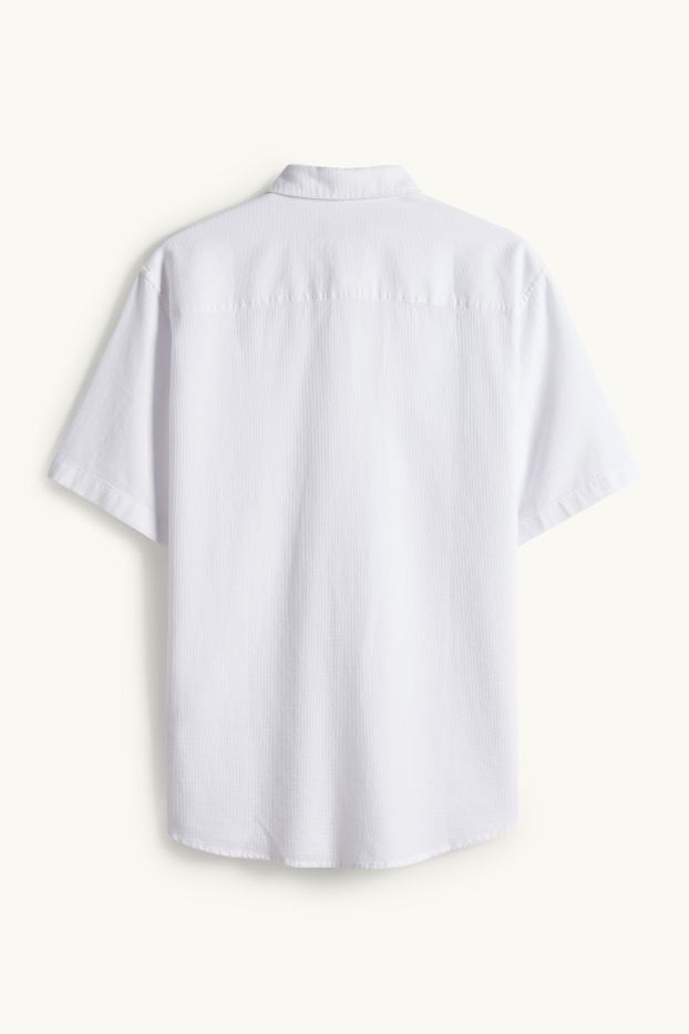 Hommes - Chemise - regular fit - col Kent - finition texturée - blanc