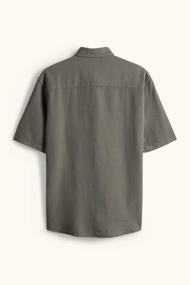 Herren - Hemd - Regular Fit - Kent - strukturiert - dunkelgrün