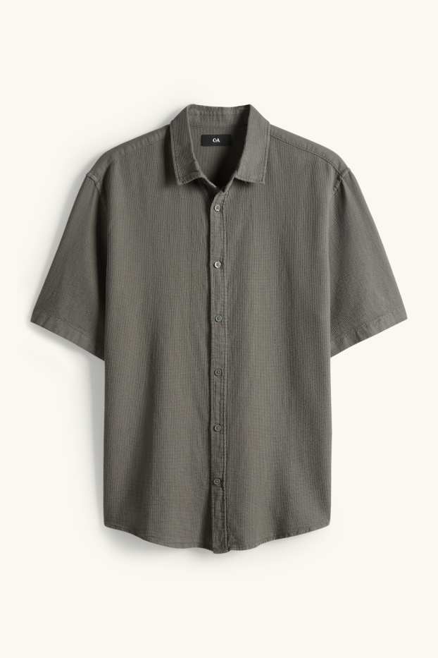 Herren - Hemd - Regular Fit - Kent - strukturiert - dunkelgrün