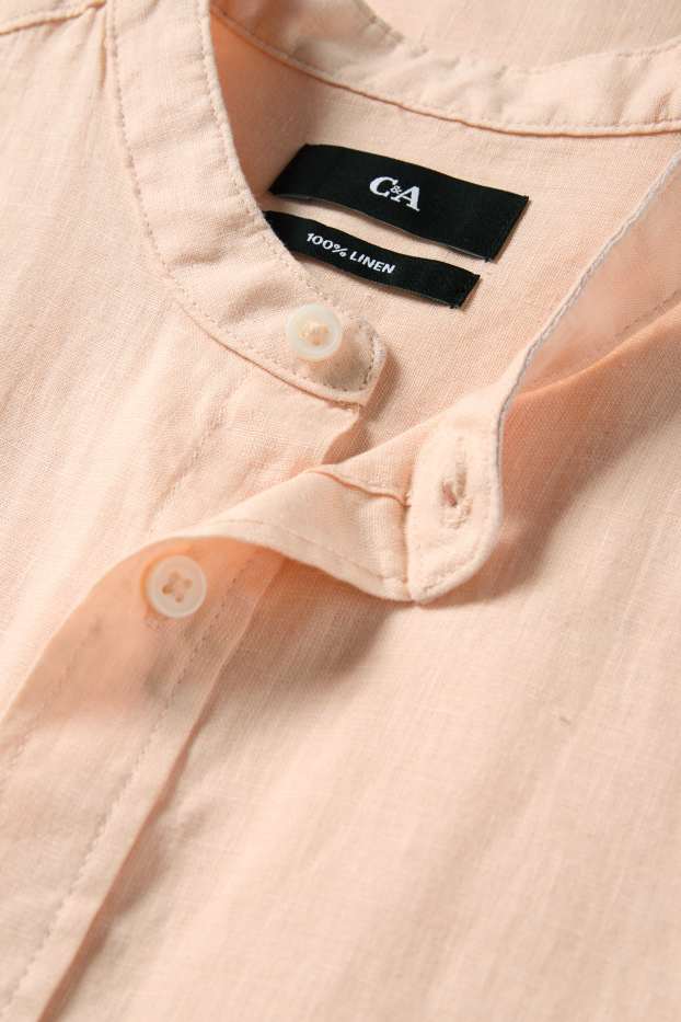 Unisex - Camisa de lli - regular fit - coll mao - coral