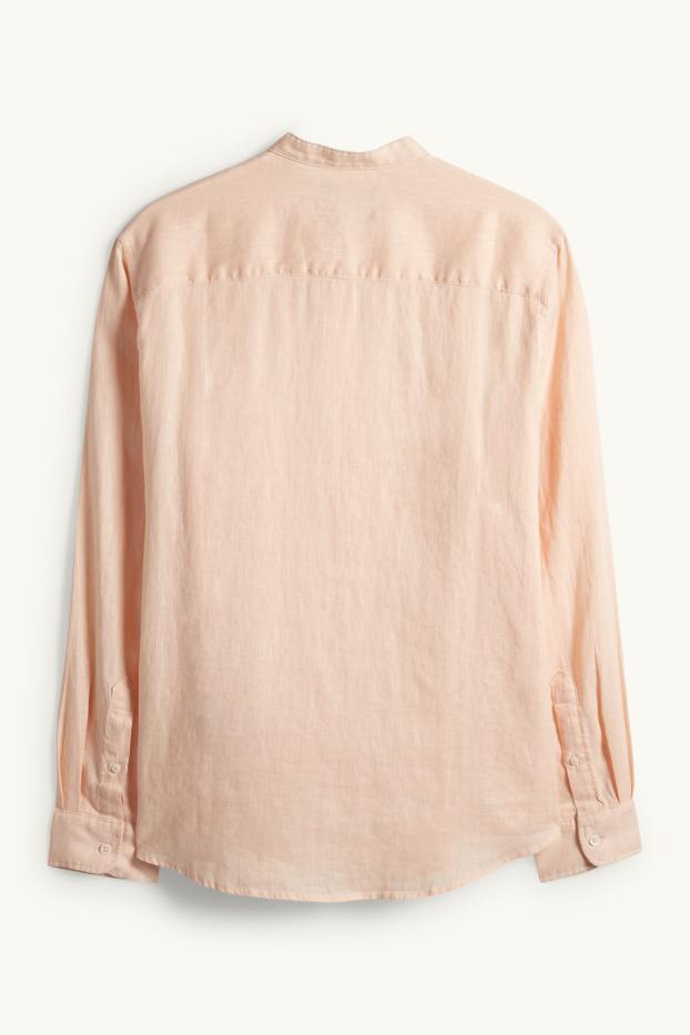 Unisex - Camisa de lli - regular fit - coll mao - coral