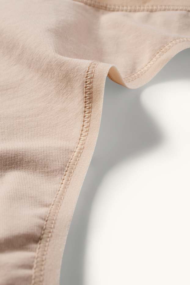 Femei - Multipack 3 perechi - chiloți tanga - bej deschis