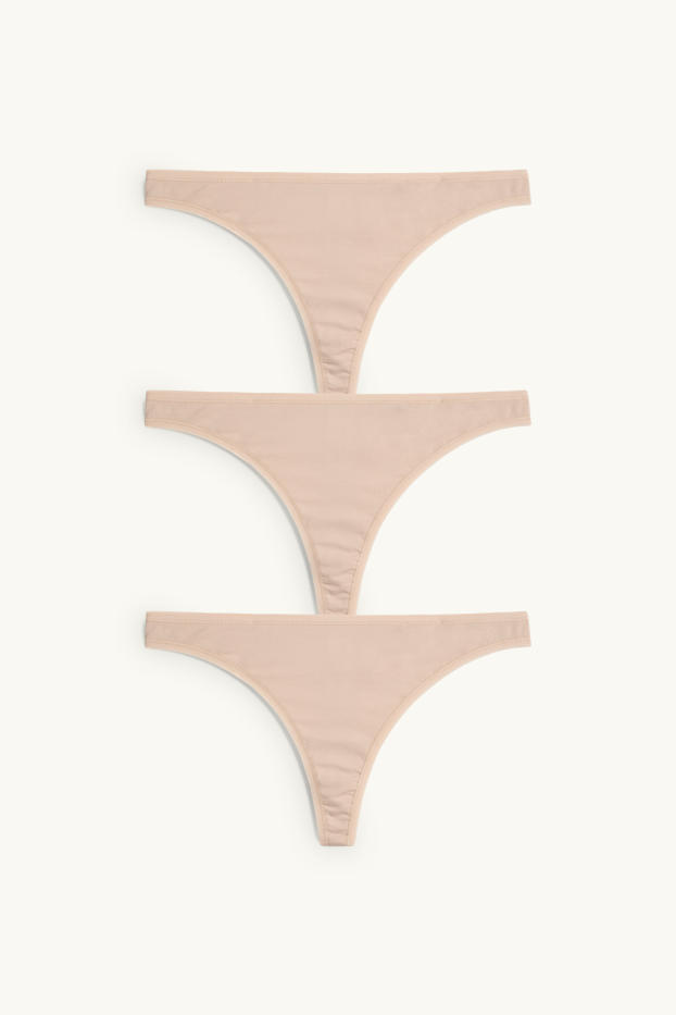 Femei - Multipack 3 perechi - chiloți tanga - bej deschis