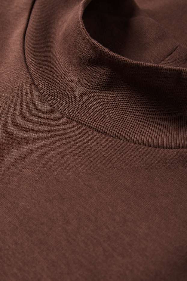 Dames - T-shirt - slim fit - donkerbruin