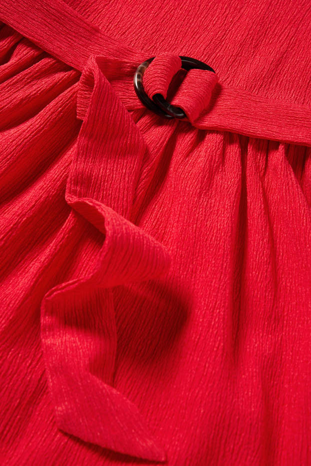 Femei - Rochie fit & flare cu curea - structurată - roșu