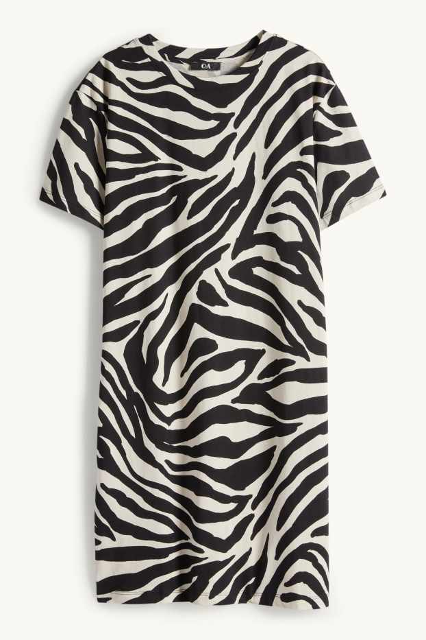 Donna - Vestito a t-shirt - fantasia - nero / beige