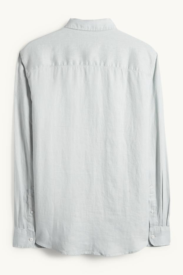 Men - Linen shirt - regular fit - kent collar - light gray