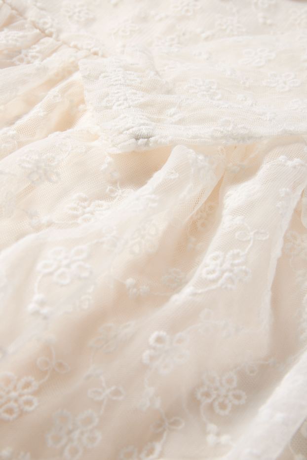 Baby Mädchen - Baby-Kleid - Broderie Anglaise - festlich - cremeweiß