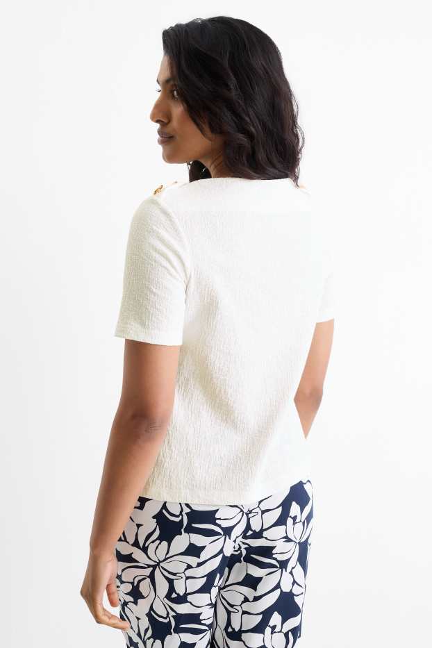 Dona - Samarreta de màniga curta - regular fit - texturada - blanc