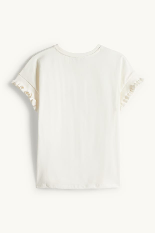 Enfants filles - T-shirt - effet brillant - crème