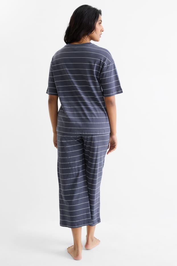 Dames - Pyjama - gestreept - donkerblauw