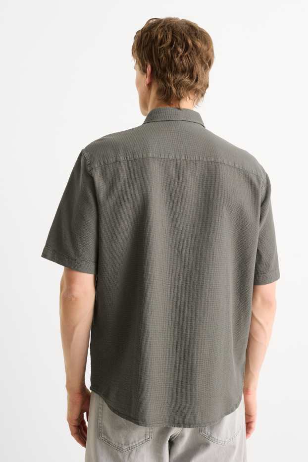 Herren - Hemd - Regular Fit - Kent - strukturiert - dunkelgrün