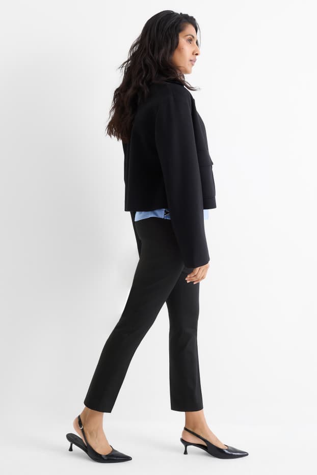 Damen - Stoffhose - Mid Waist - Slim Fit - schwarz