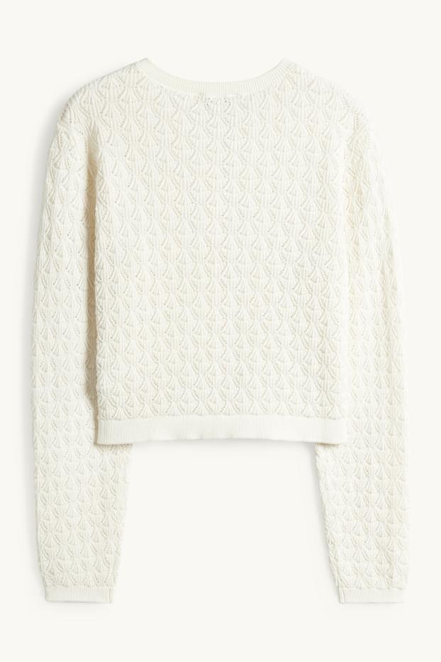 Enfants filles - Gilet en maille - blanc crème