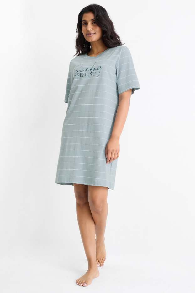 Dona - Camisa de dormir - de ratlles - turquesa