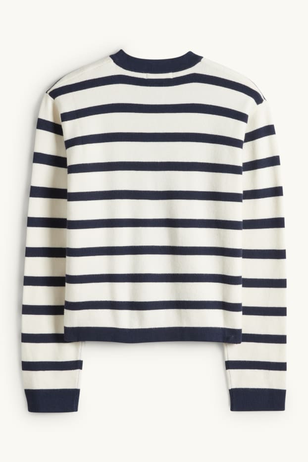 Enfants filles - Gilet en maille - à rayures - bleu foncé / blanc crème