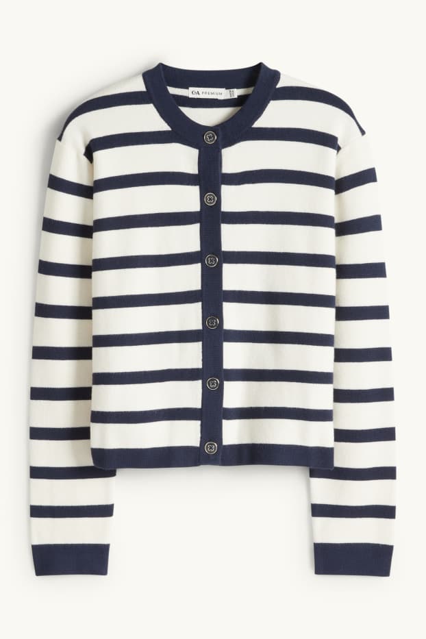 Enfants filles - Gilet en maille - à rayures - bleu foncé / blanc crème