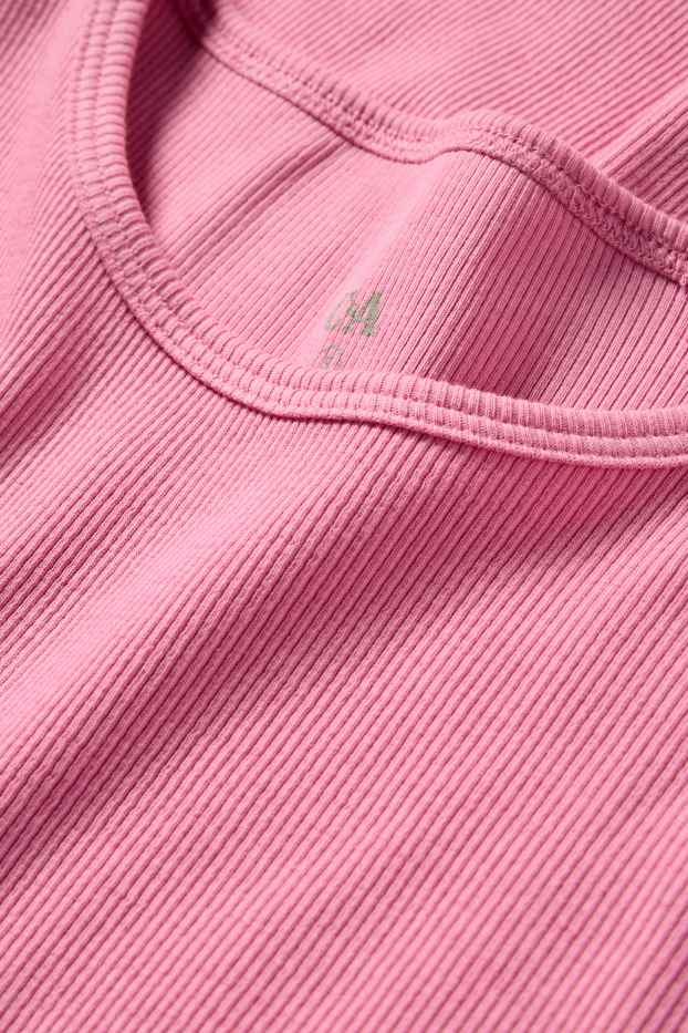 Femmes - T-shirt - slim fit - finition côtelée - rose