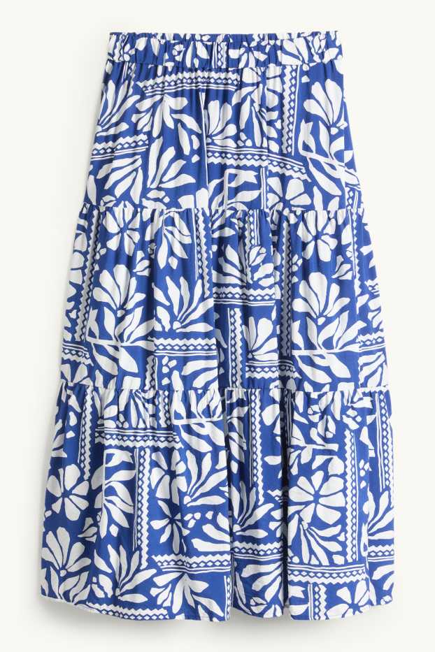 Damen - Rock - gemustert - weiß / blau