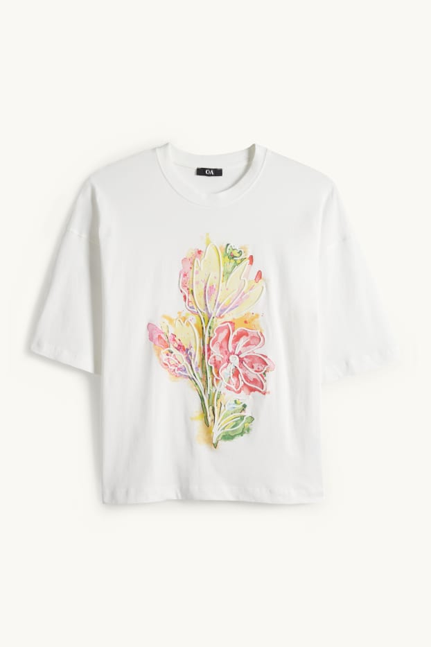 Donna - T-shirt - regular fit - bianco / rosa