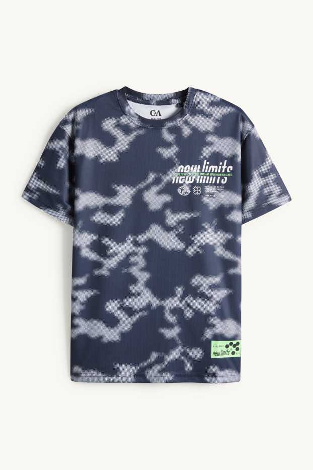 Kinderen: jongens - Sportshirt - met patroon - donkergrijs