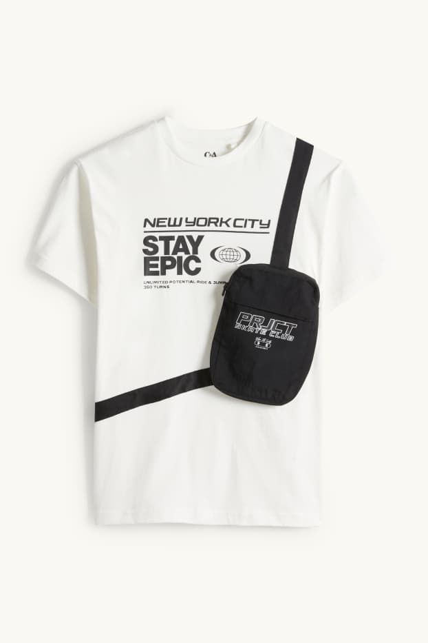 Children Boys - New York City - short sleeve T-shirt - white / black