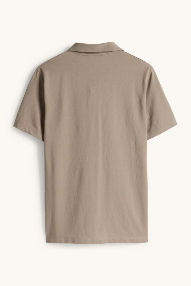 Pánské - Polokošile - regular fit - světle hnědá