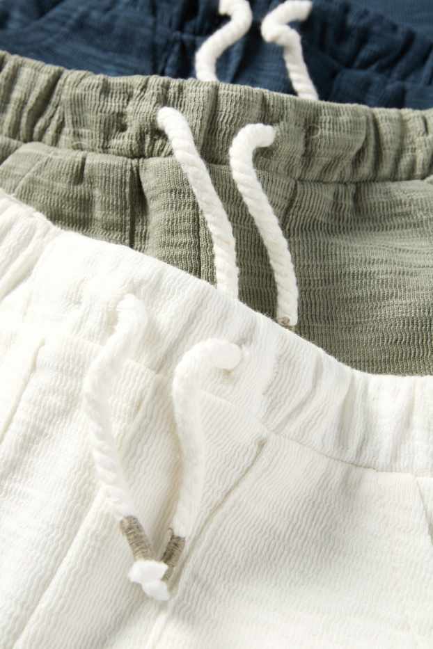 Bebeluși - băieți - Multipack 3 perechi - pantaloni de trening bebeluși - structurați - albastru închis / alb