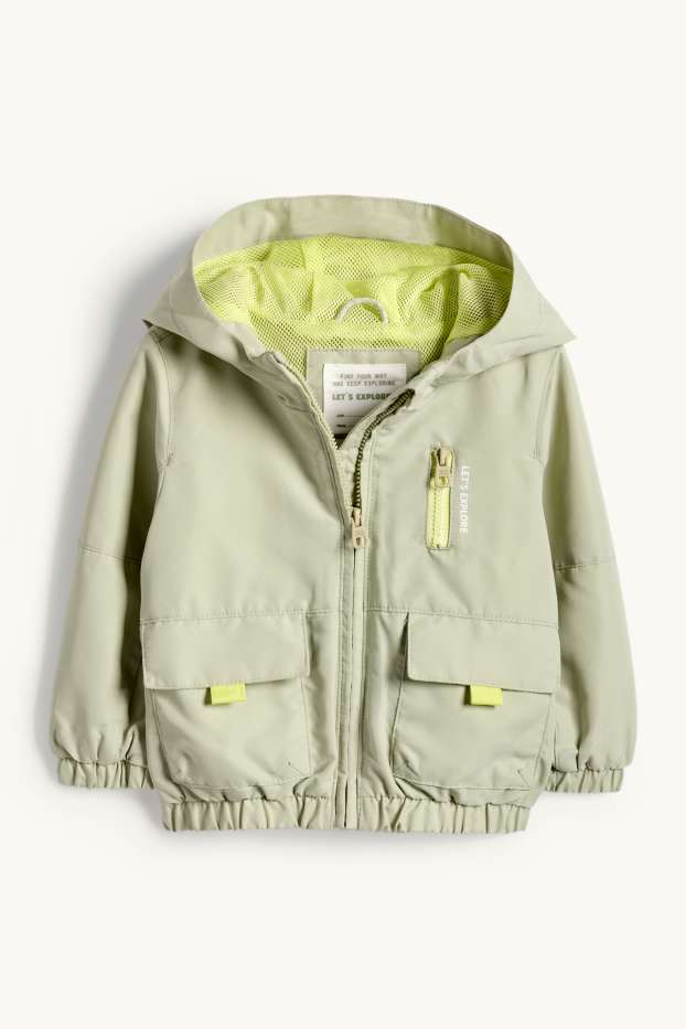 Miminka - chlapci - Bunda s kapucí pro miminka - z vodoodpudivého materiálu - mátově zelená