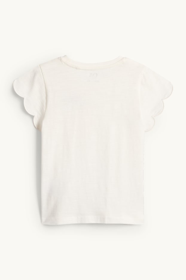 Bambine - Fiore - maglia a maniche corte - bianco crema