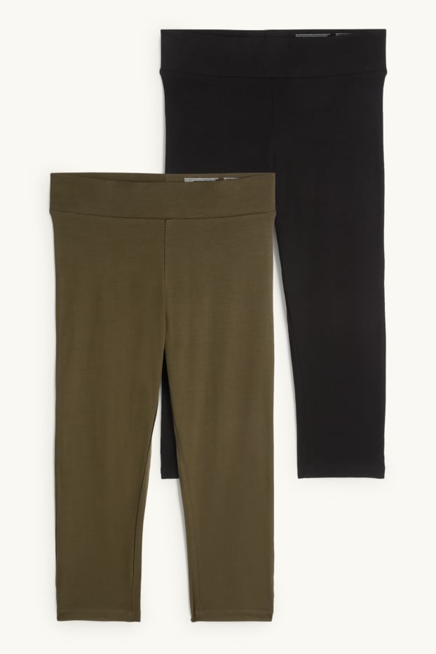 Dames - Set van 2 - capri-legging - kaki