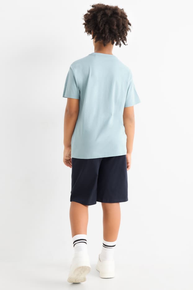 Copii - Băieți - Skater - set - tricou cu mânecă scurtă și pantaloni scurți - 2 piese - albastru