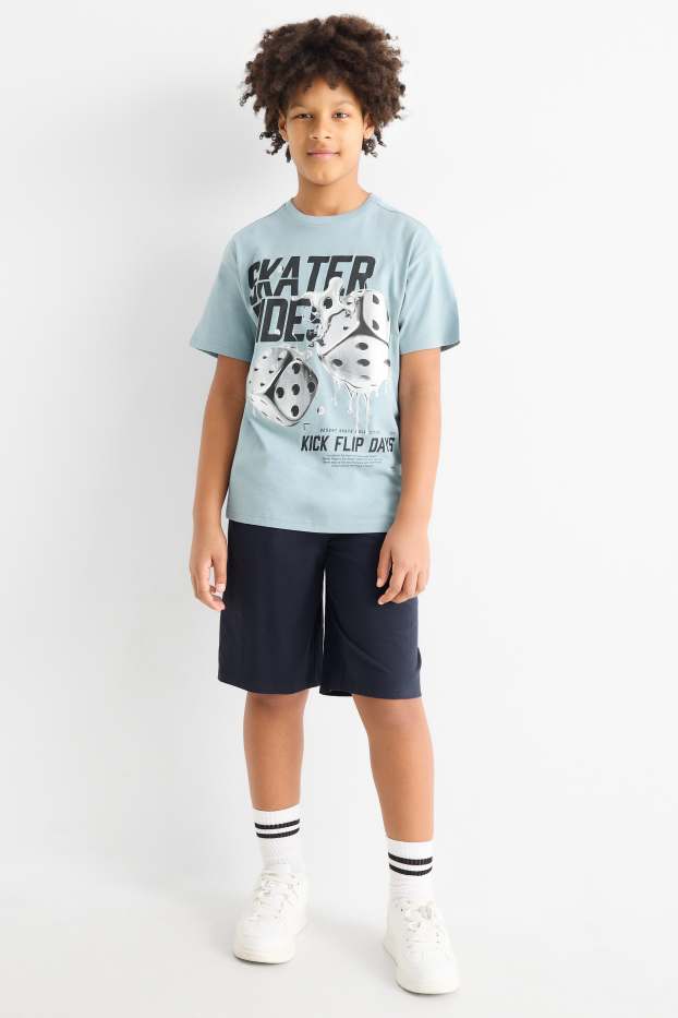 Copii - Băieți - Skater - set - tricou cu mânecă scurtă și pantaloni scurți - 2 piese - albastru