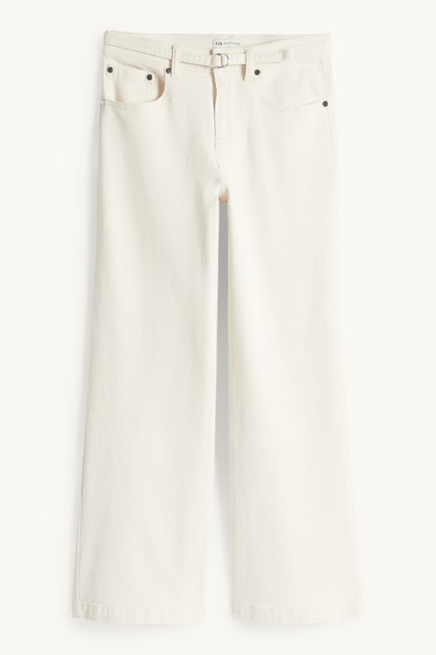 Kinder Mädchen - Stoffhose mit Gürtel - cremeweiss