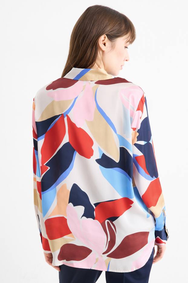 Donna - Camicia di raso - fantasia - colorato