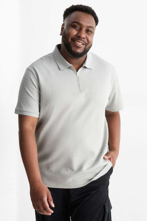 Heren - Poloshirt - regular fit - ribstof - grijs