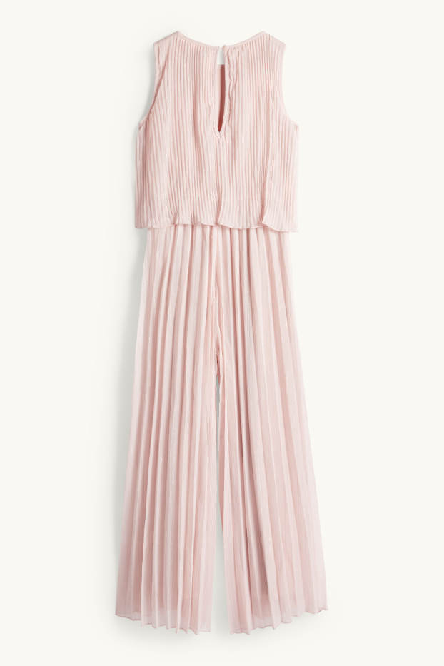 Enfants filles - Combinaison en finition plissée - effet brillant - rose