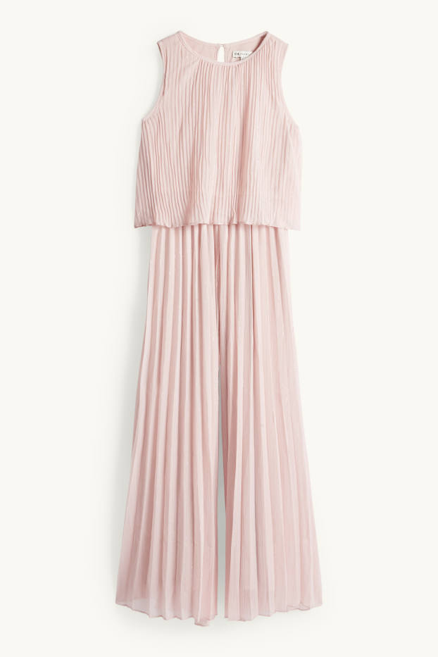 Enfants filles - Combinaison en finition plissée - effet brillant - rose