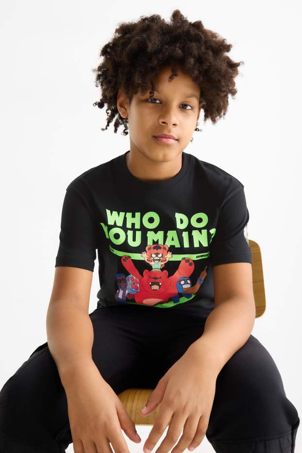 Children Boys - Brawl Stars - short sleeve T-shirt - black