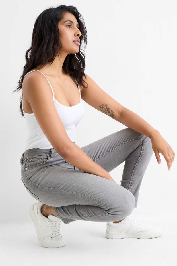 Damen - Skinny Jeans - Mid Waist - LYCRA® ADAPTIV Fiber - helljeansgrau