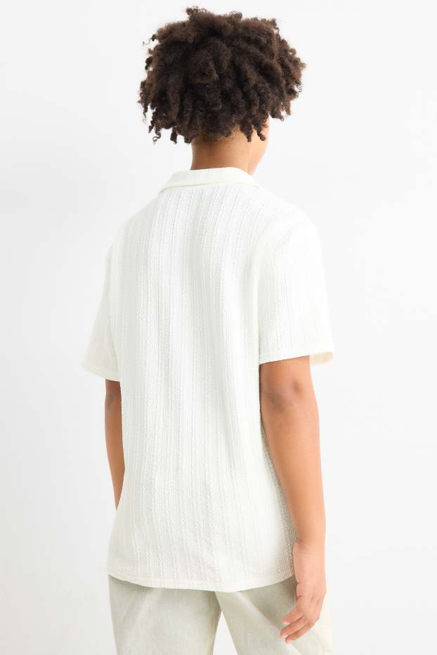 Kinder Jungen - Hemd - strukturiert - weiss