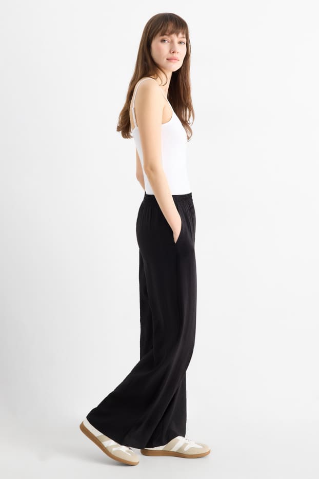 Femmes - Pantalon de bureau - high waist - wide leg - noir