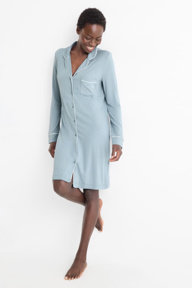 Dames - Nachthemd van viscose - lichtblauw