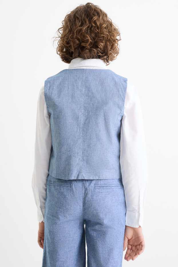 Nen - Conjunt - camisa, armilla i corbata de llacet - 3 peces - festiu - blau/blanc