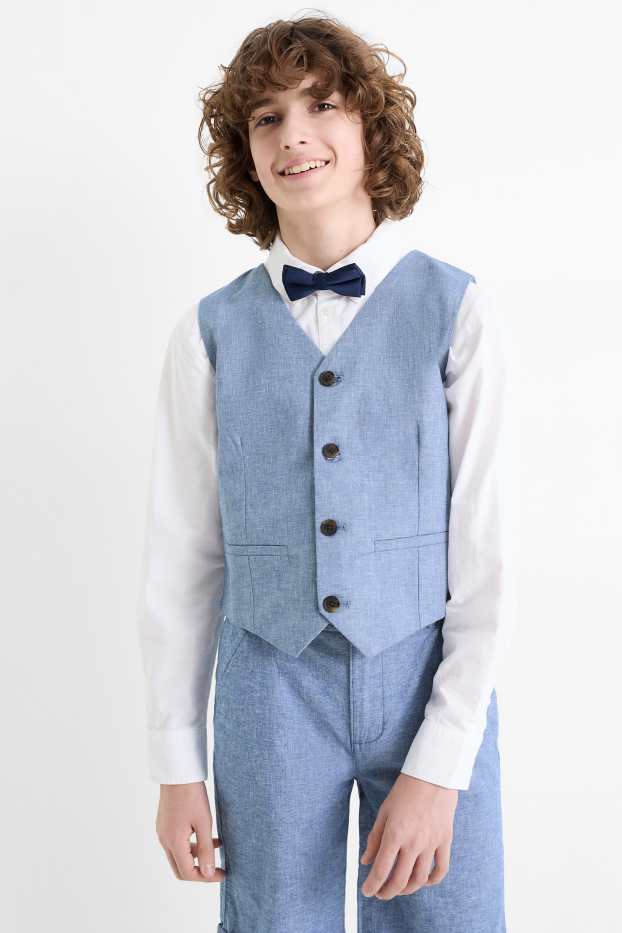 Nen - Conjunt - camisa, armilla i corbata de llacet - 3 peces - festiu - blau/blanc